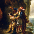 Cuadro de Delacroix mostrando una pelea entre los protagonistas de La novia de Abydos, 